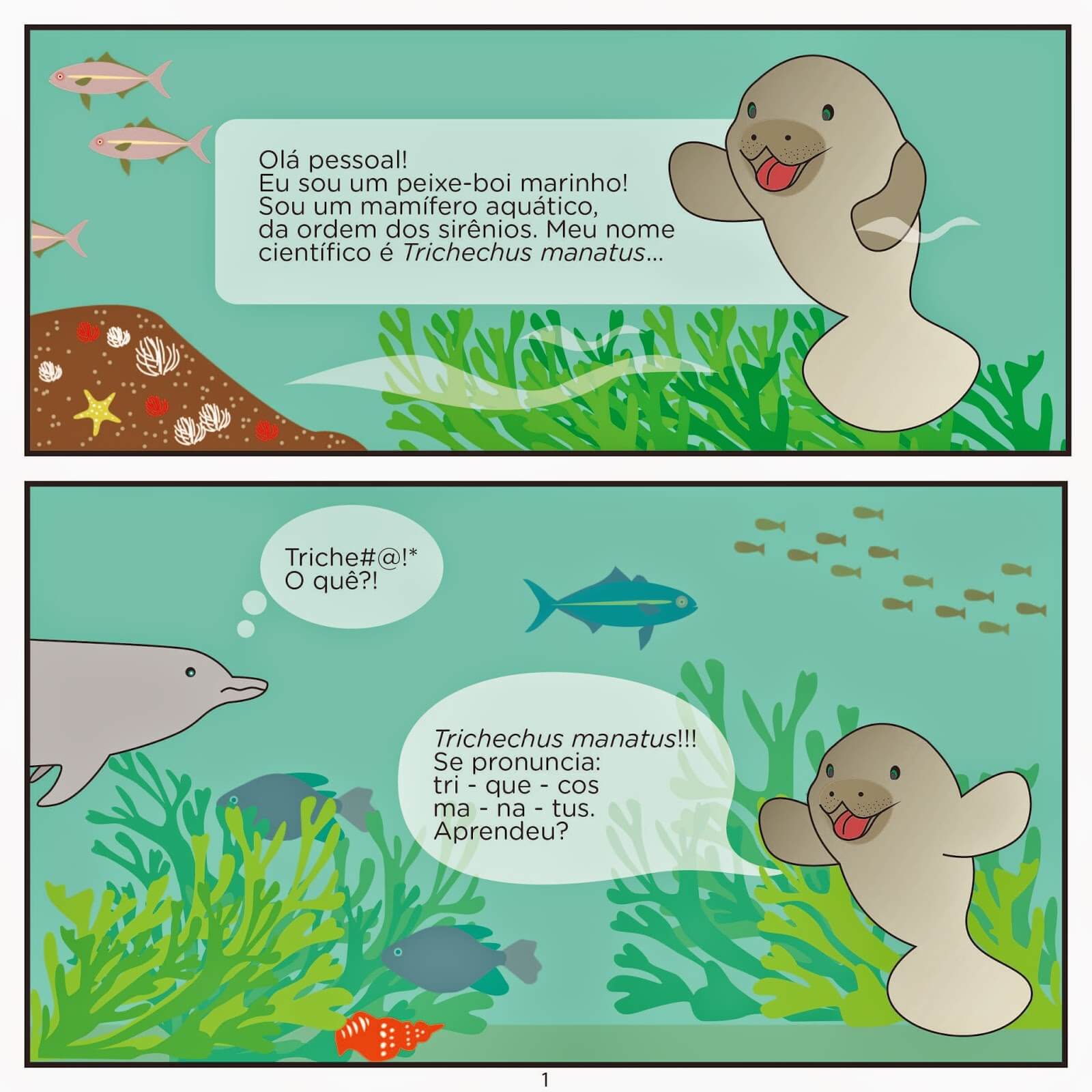 História em Quadrinhos - Conhecendo o Peixe-Boi-Marinho (clique aqui para ler) página 2